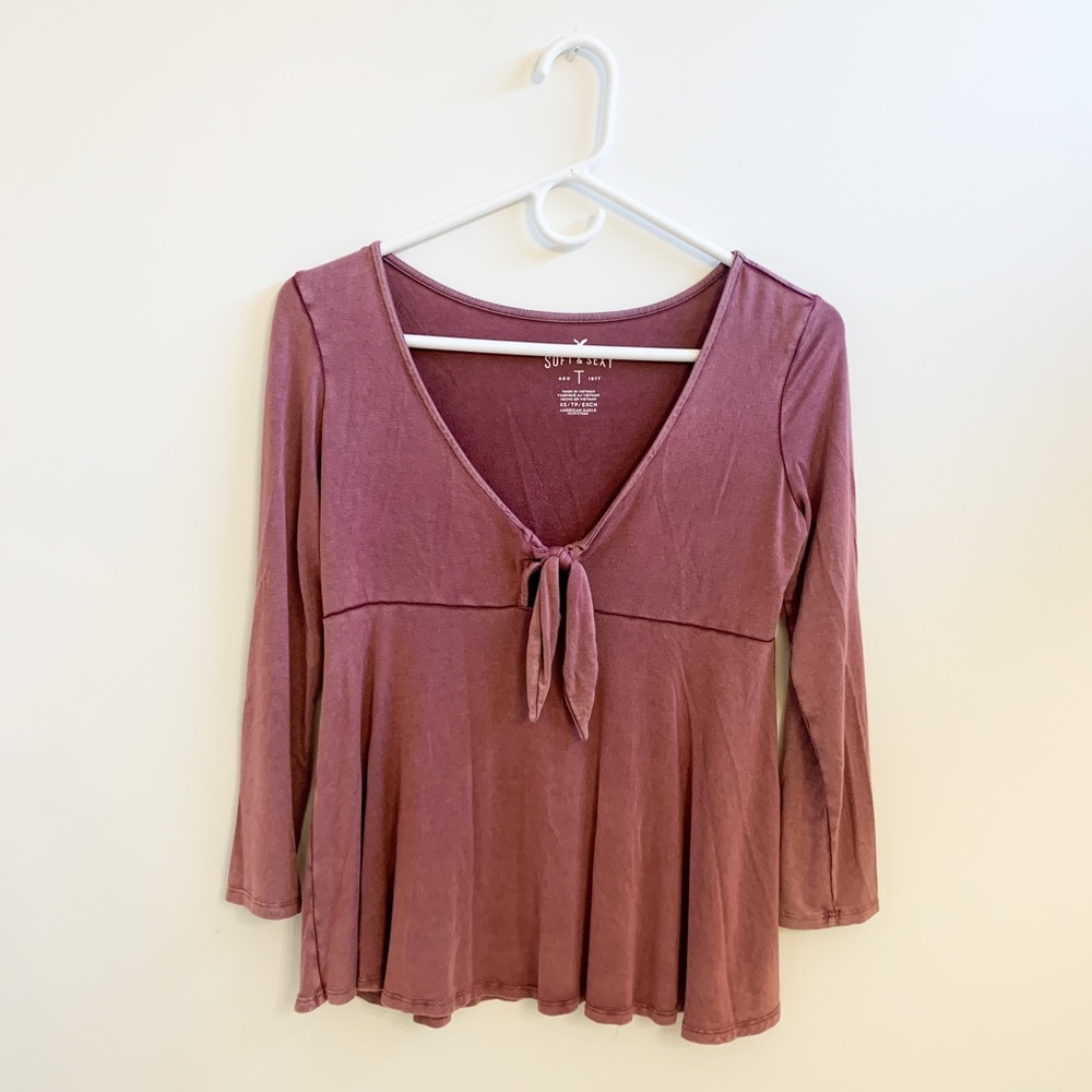 american eagle long sleeve front tie top